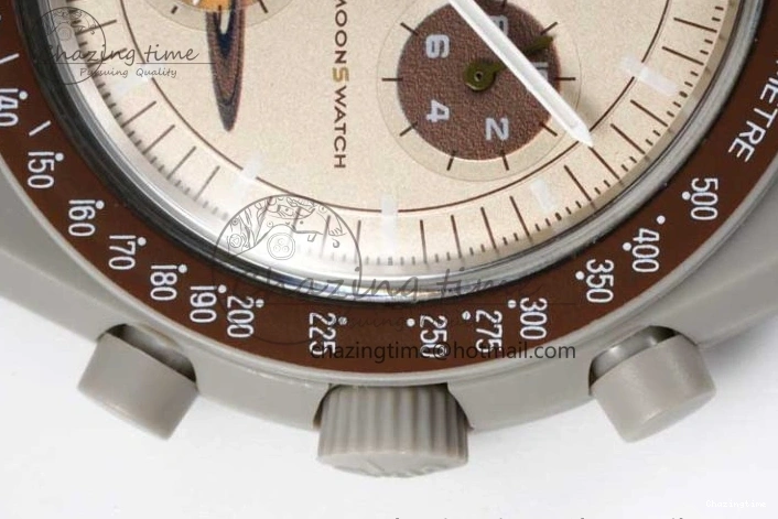 0418 Speedmaster Misson To Saturn 1:1 Best Edition Beige Dial On Nylon Strap Quartz Casual 7861